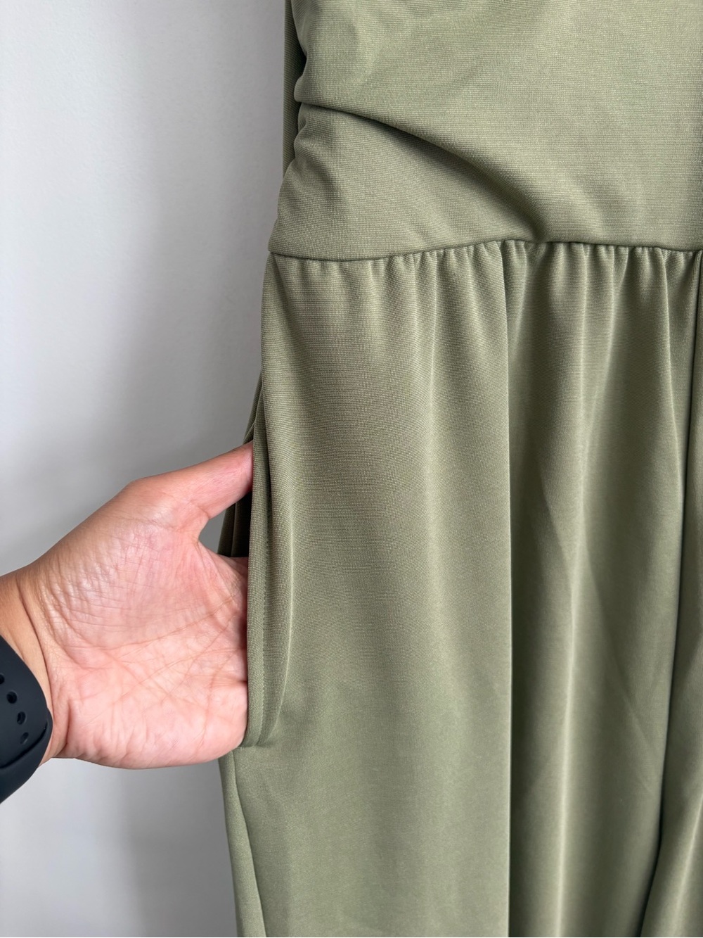 Halara VNeck Wide Leg Green Jumpsuit Sz Large - Picture 12 of 13